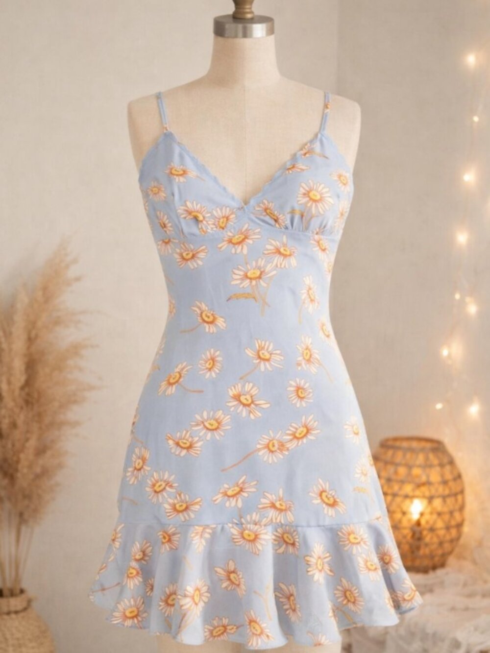 Urban Outfitters Floral Mini Dress XS Coquette Cottagecore Fairycore Y2K Blue